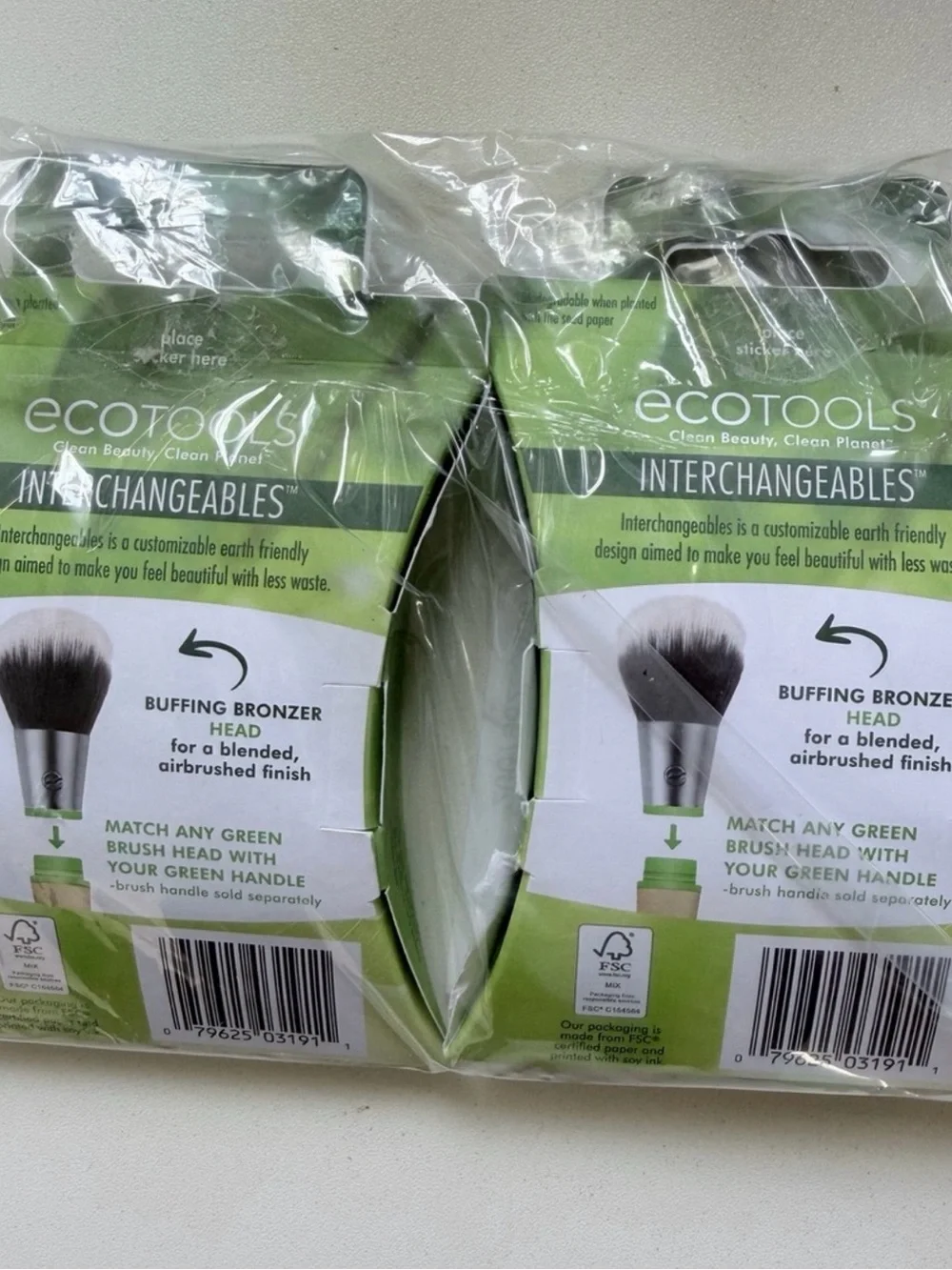 ecotools Interchangeables (2)Buffing Bronzer Head And (2)Handles.